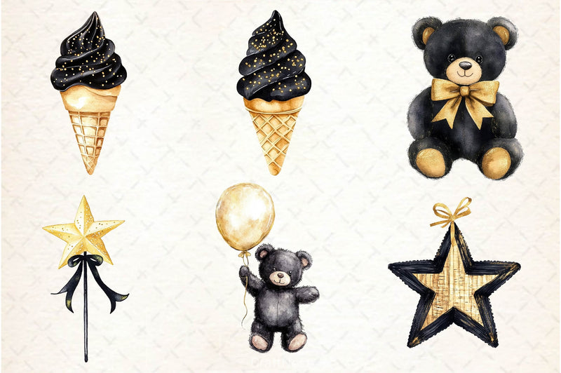 Luxury Black Kids Birthday Clipart Bundle - CraftNest - Digital Crafting and Art