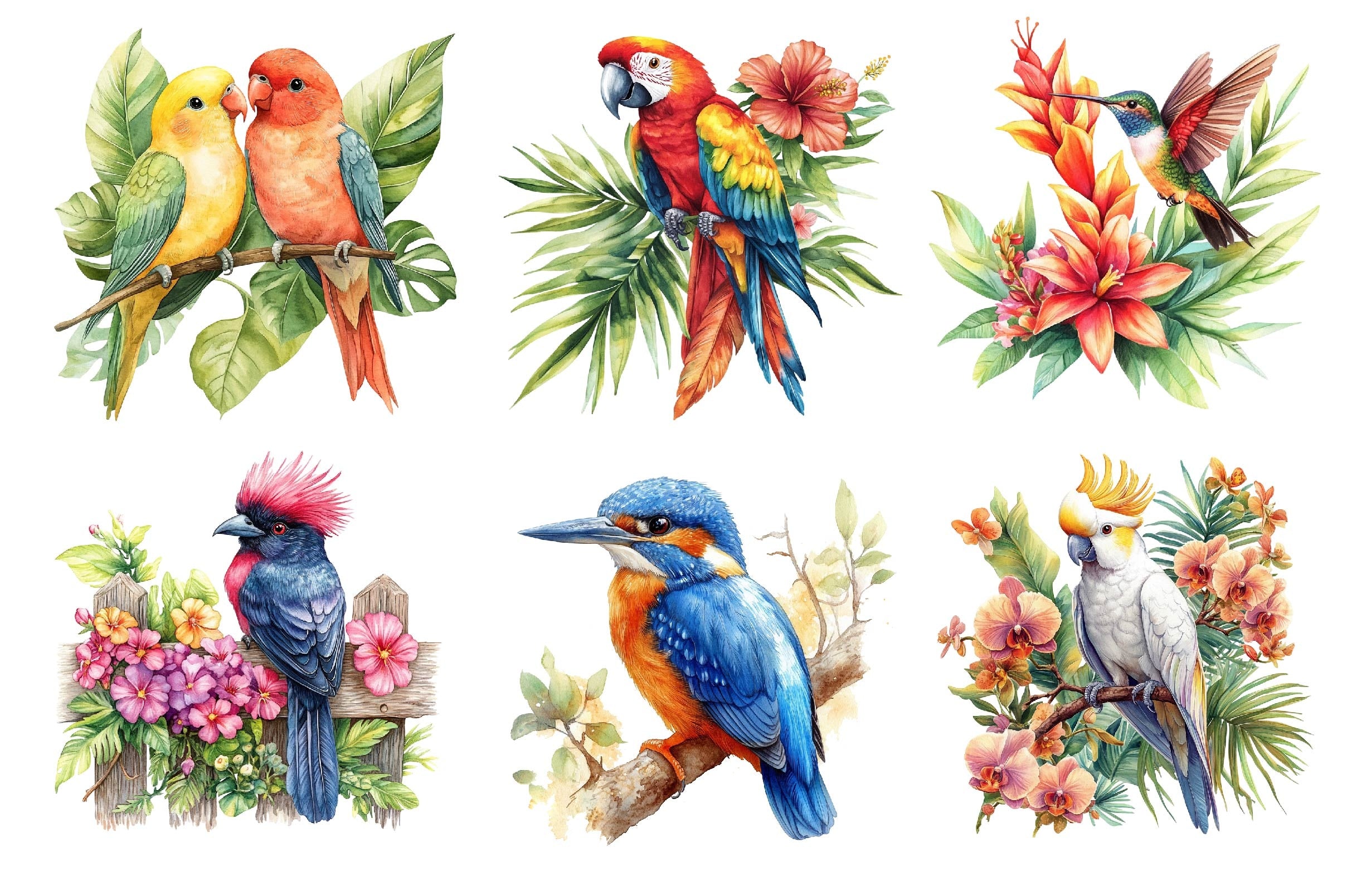 Tropical Birds Garden Clipart Bundle - CraftNest - Digital Crafting and Art