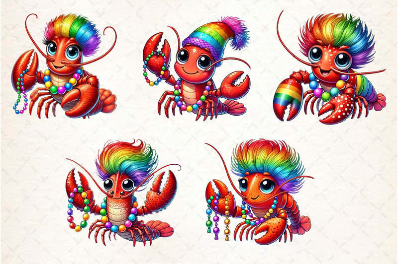 Crawfish Mardi Gras Clipart Bundle - CraftNest - Digital Crafting and Art