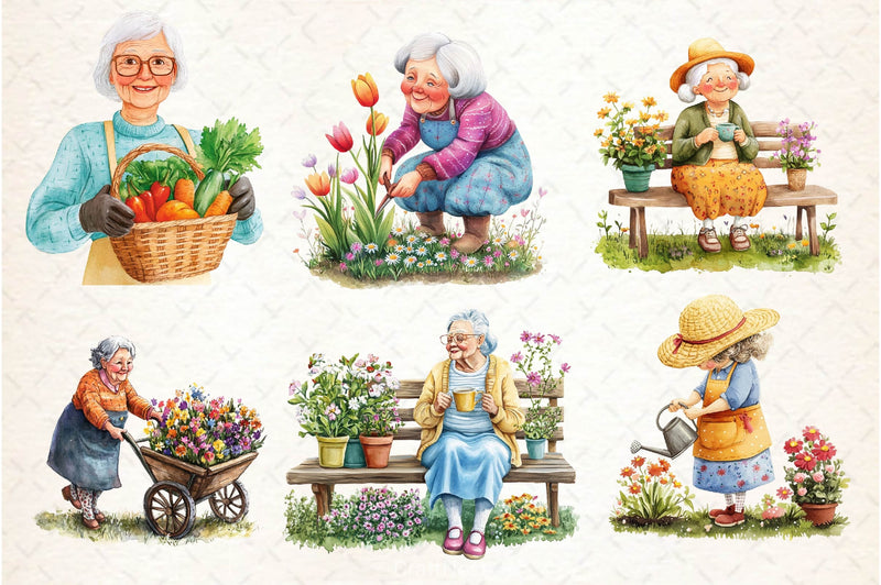 Gardening Grandma Clipart Bundle 3 - CraftNest - Digital Crafting and Art