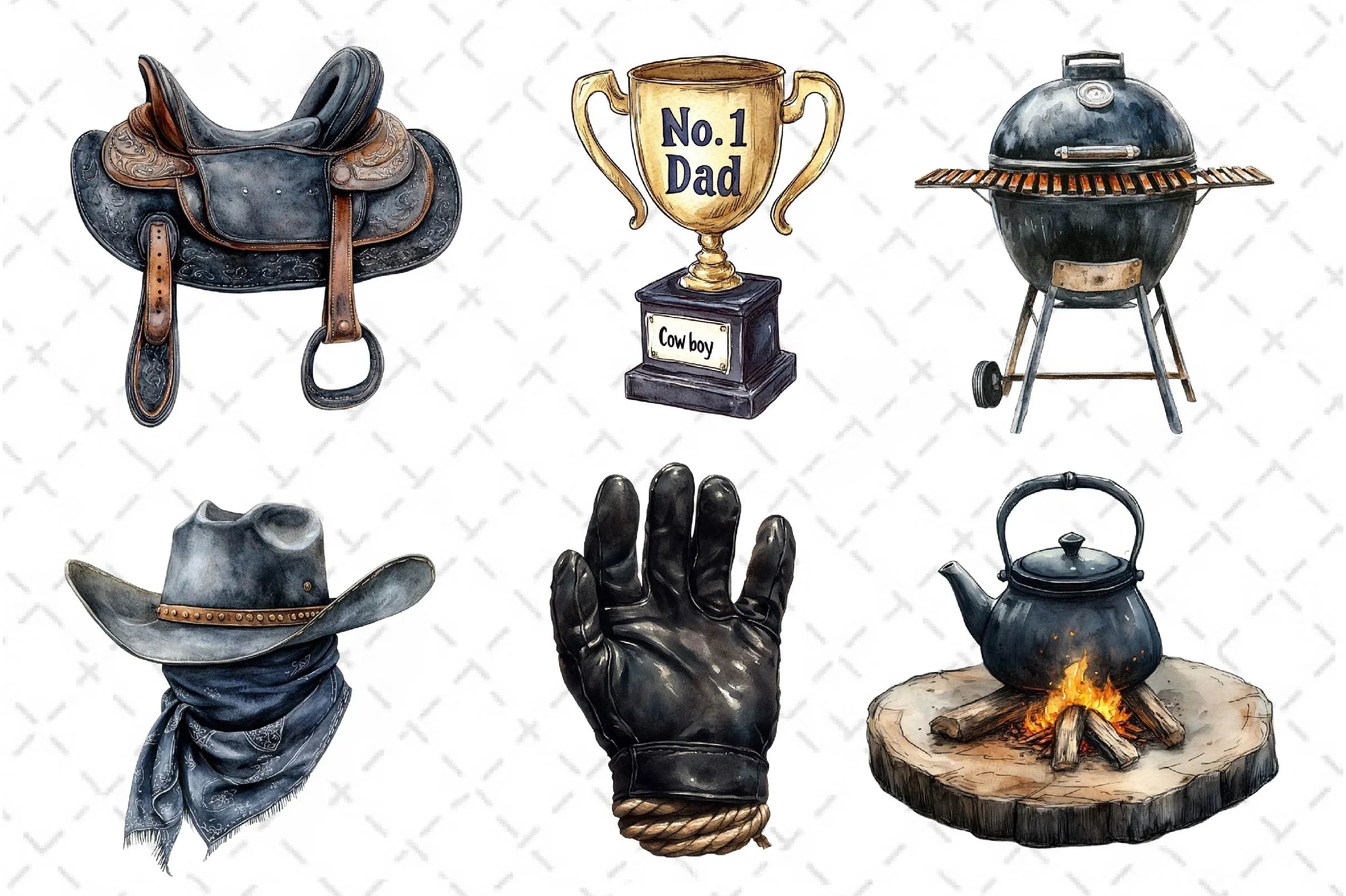 Retro Cowboy Dad Clipart Bundle - CraftNest - Digital Crafting and Art