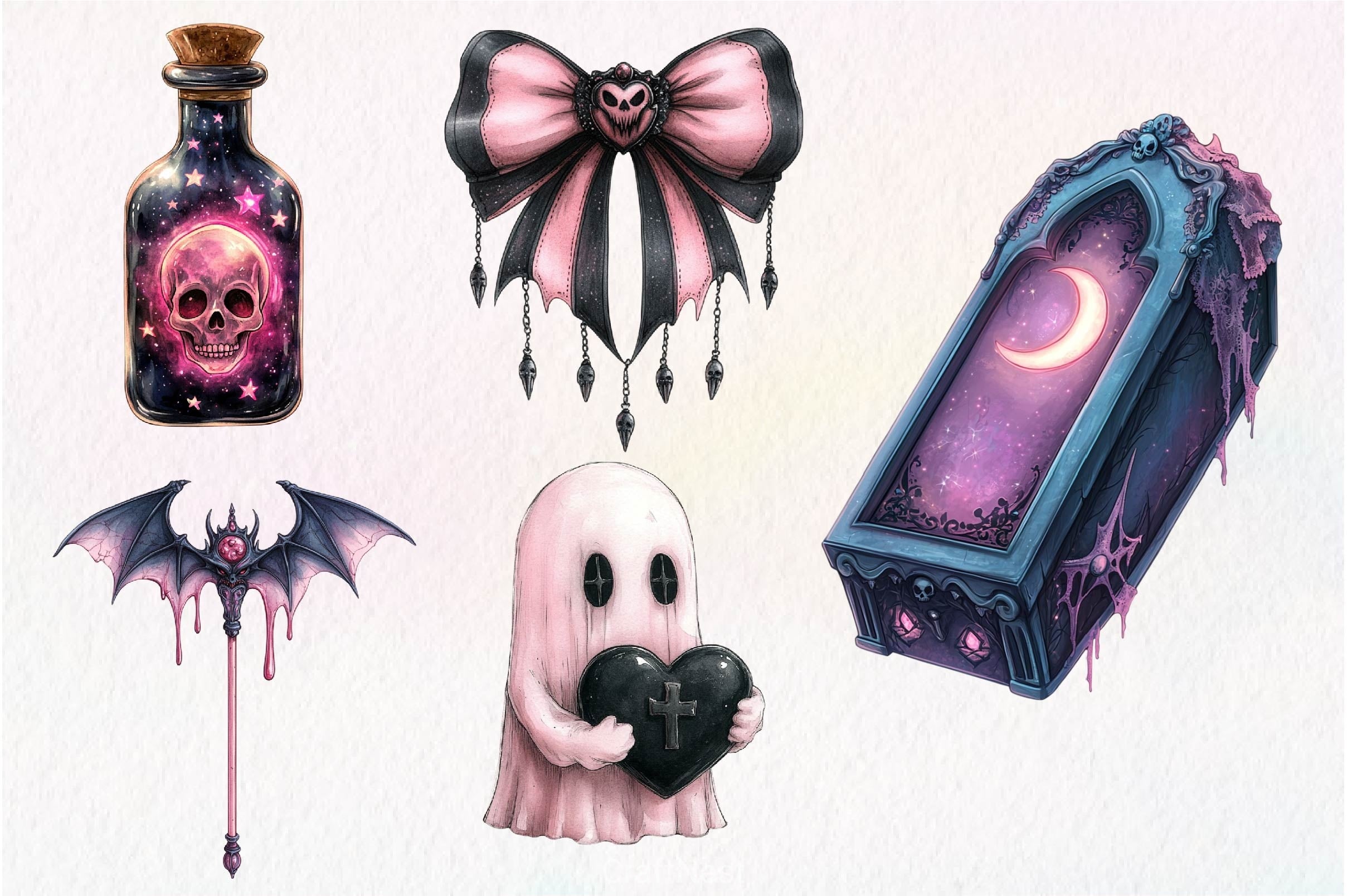 Pastel Gothic Halloween Clipart Bundle - CraftNest - Digital Crafting and Art