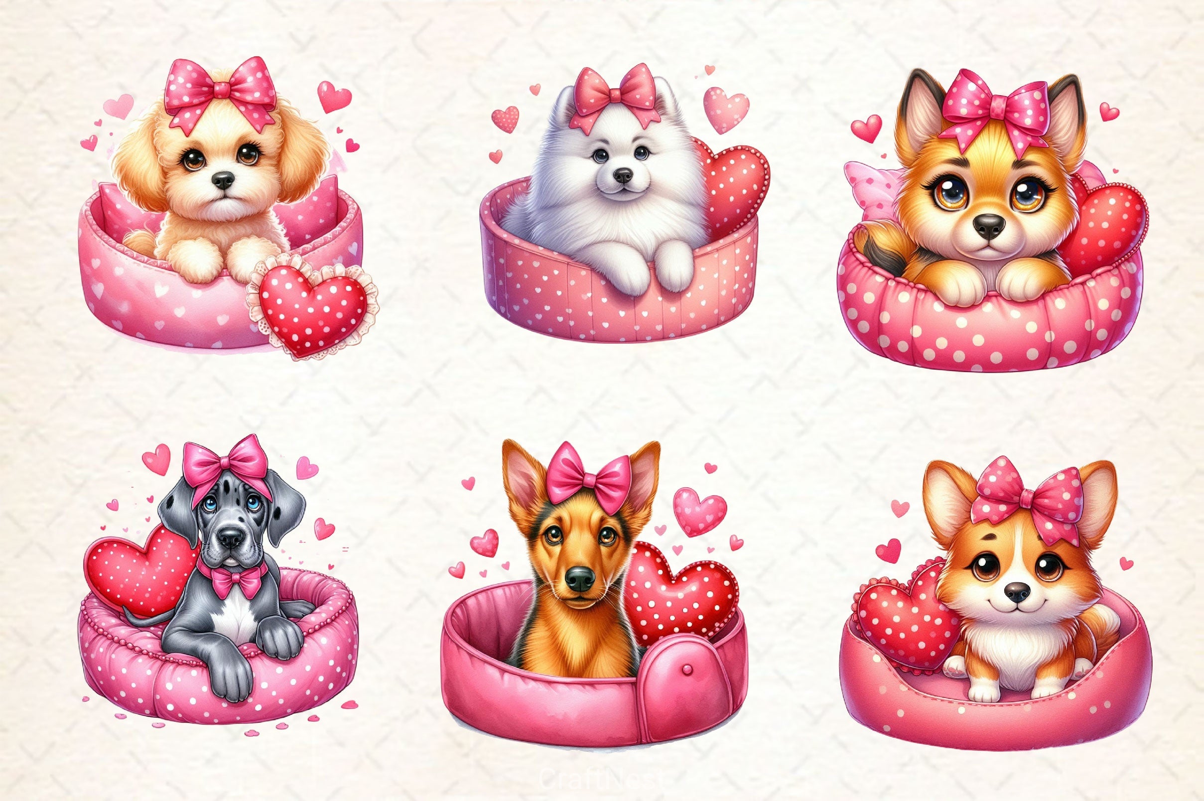 Valentine Dogs Clipart Bundle - CraftNest - Digital Crafting and Art