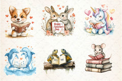 Valentines Animals Love Reading Clipart Bundle - CraftNest - Digital Crafting and Art