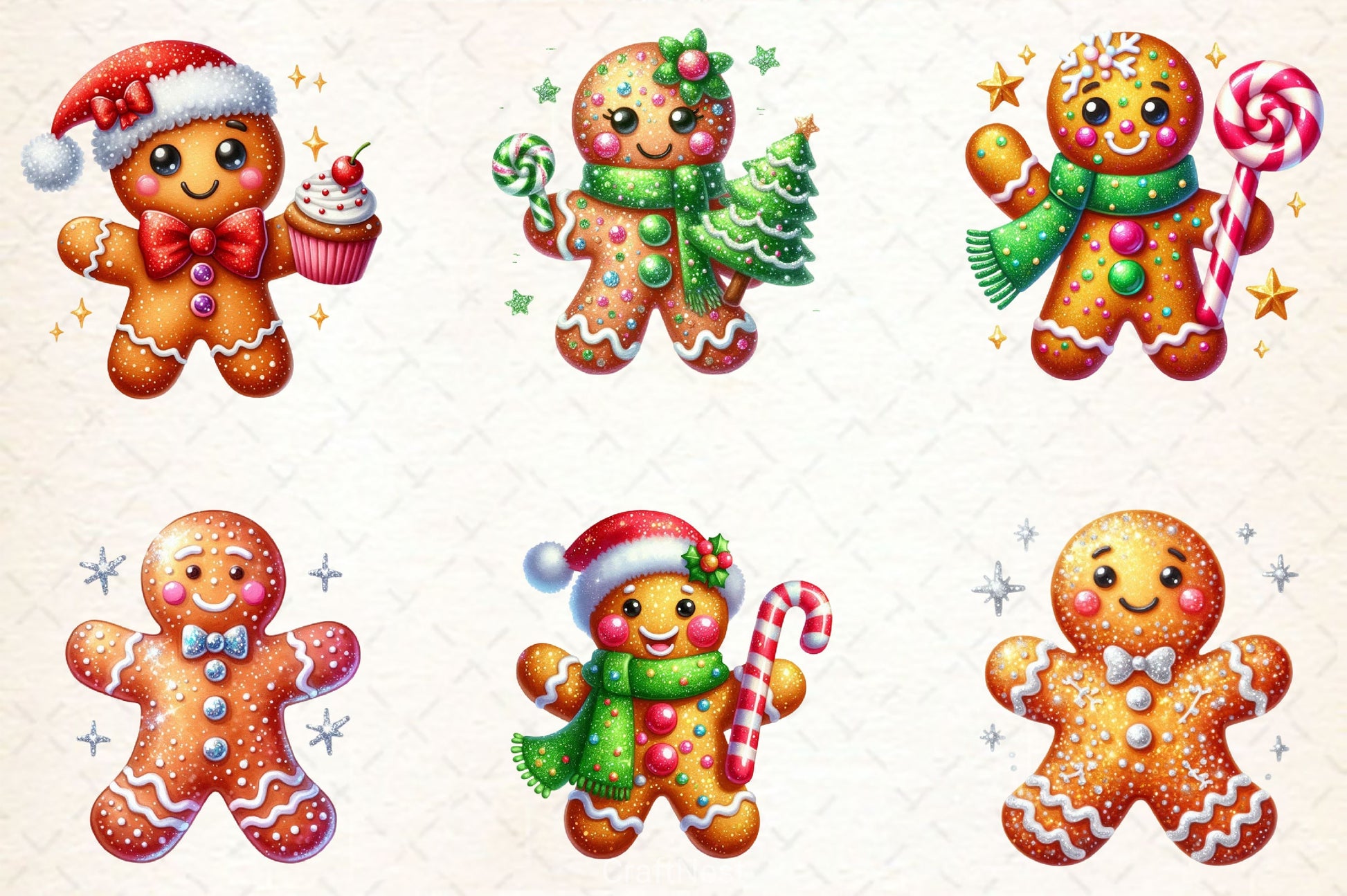 Glitter Gingerbread Man Clipart Bundle 2 - CraftNest - Digital Crafting and Art