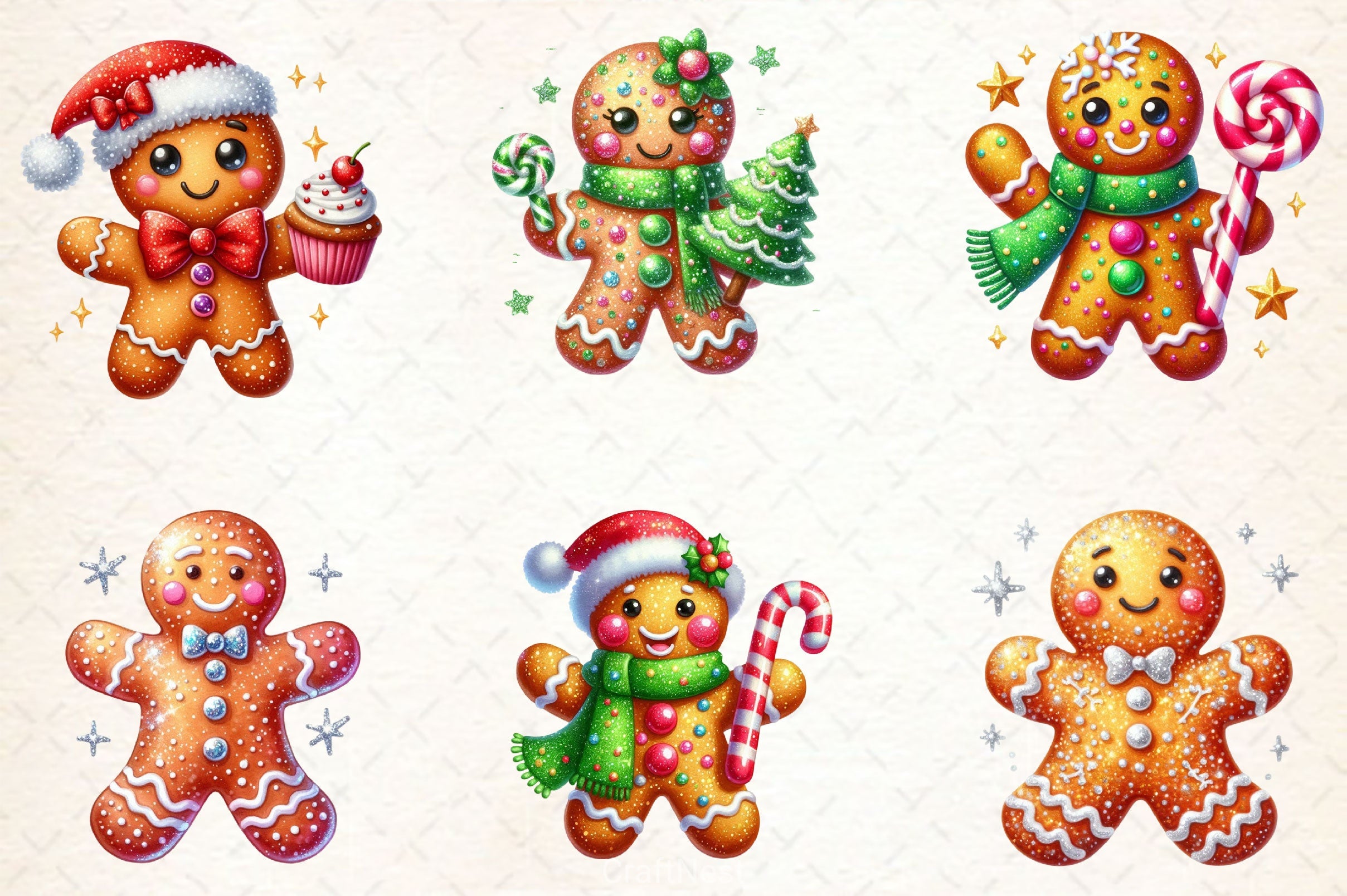 Glitter Gingerbread Man Clipart Bundle 2 - CraftNest - Digital Crafting and Art