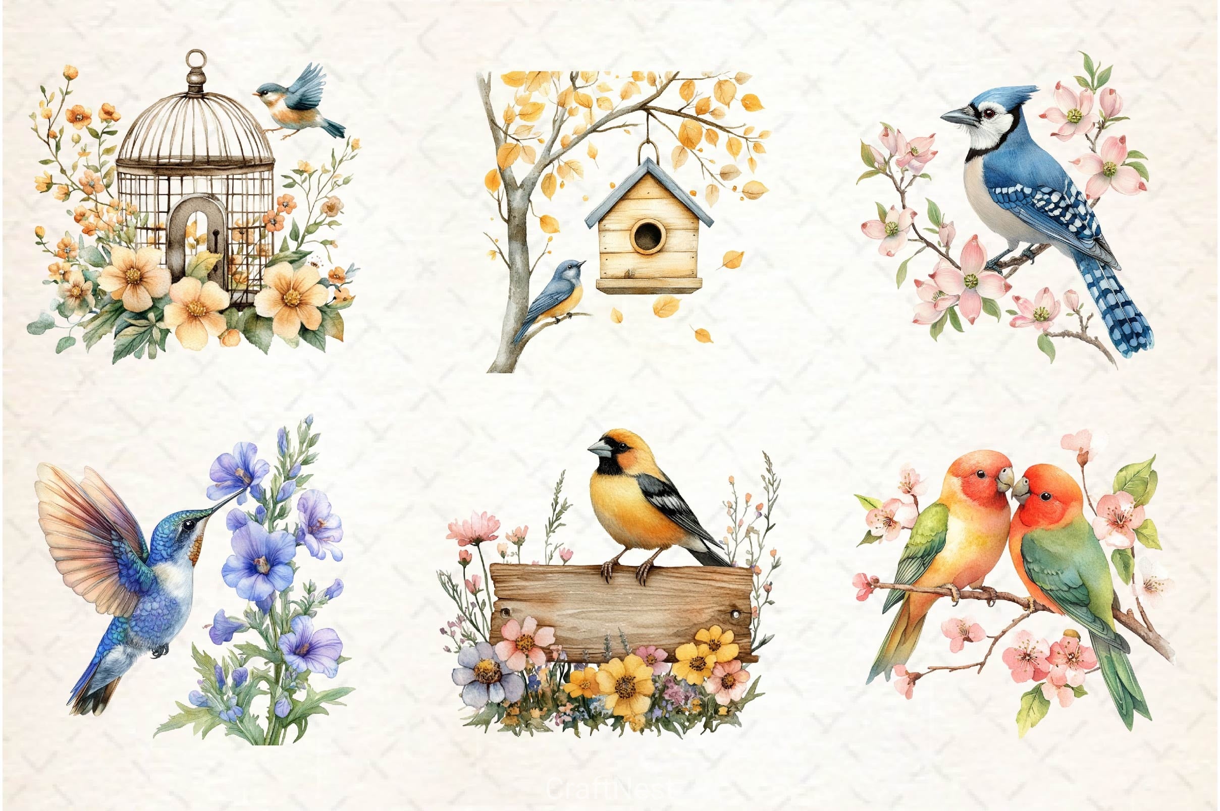 Spring Birds Clipart Bundle 5 - CraftNest - Digital Crafting and Art