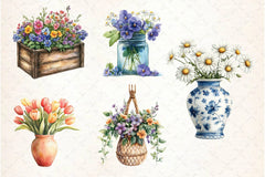 Spring Flowers Vase Clipart Bundle - CraftNest - Digital Crafting and Art