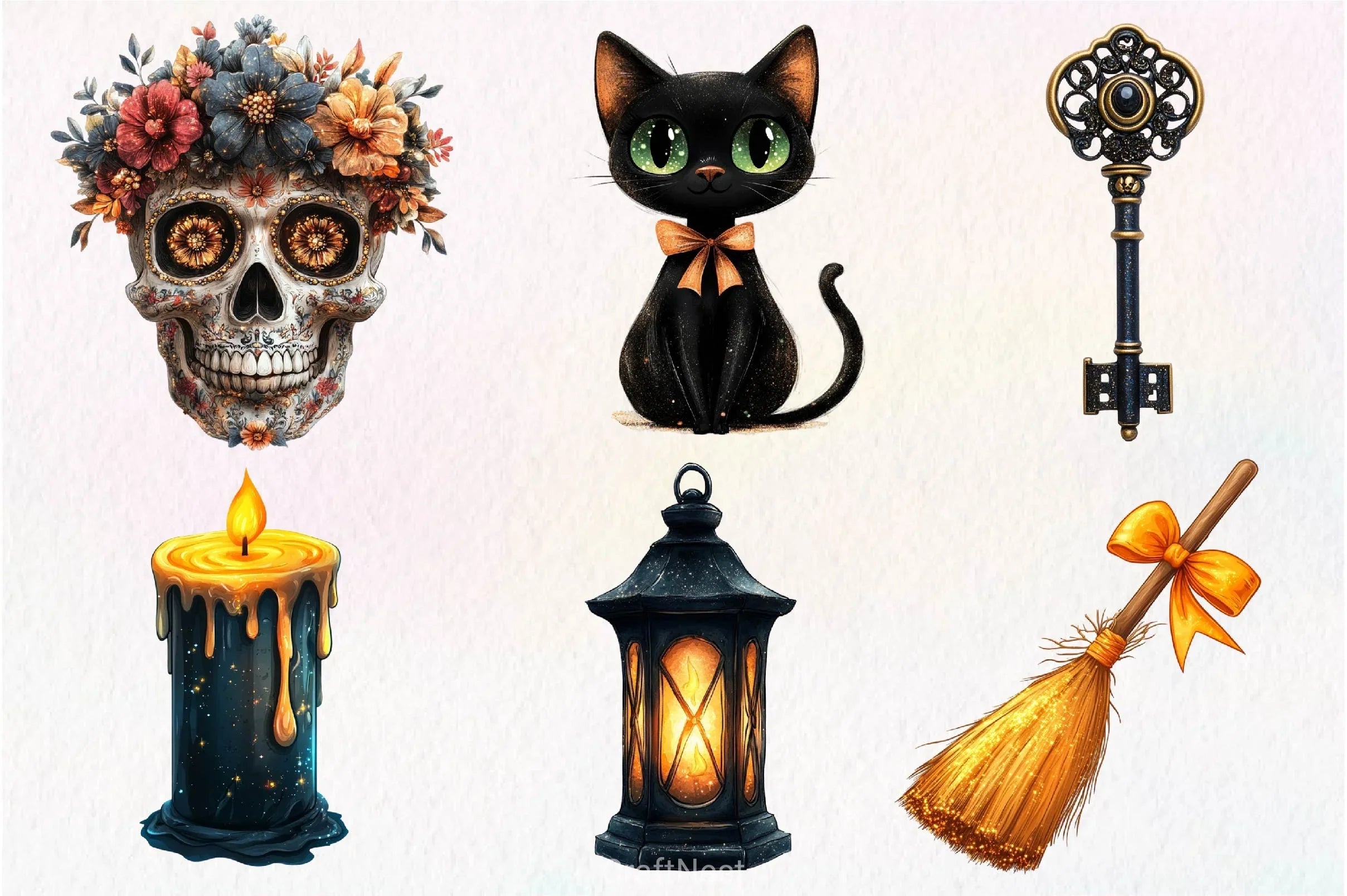 Vintage Glitter Halloween Clipart Bundle - CraftNest - Digital Crafting and Art