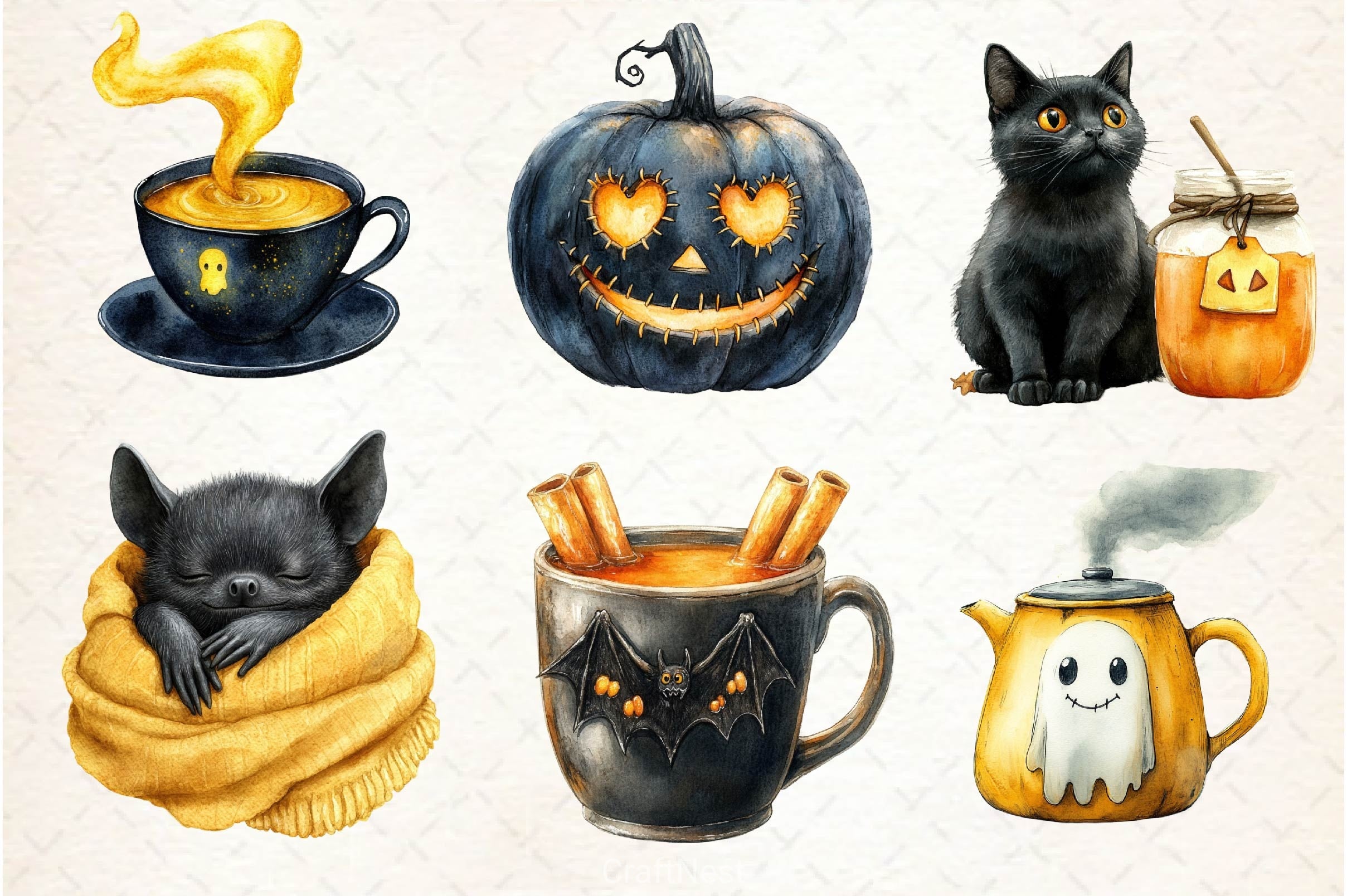 Cozy Halloween Clipart Bundle - CraftNest - Digital Crafting and Art