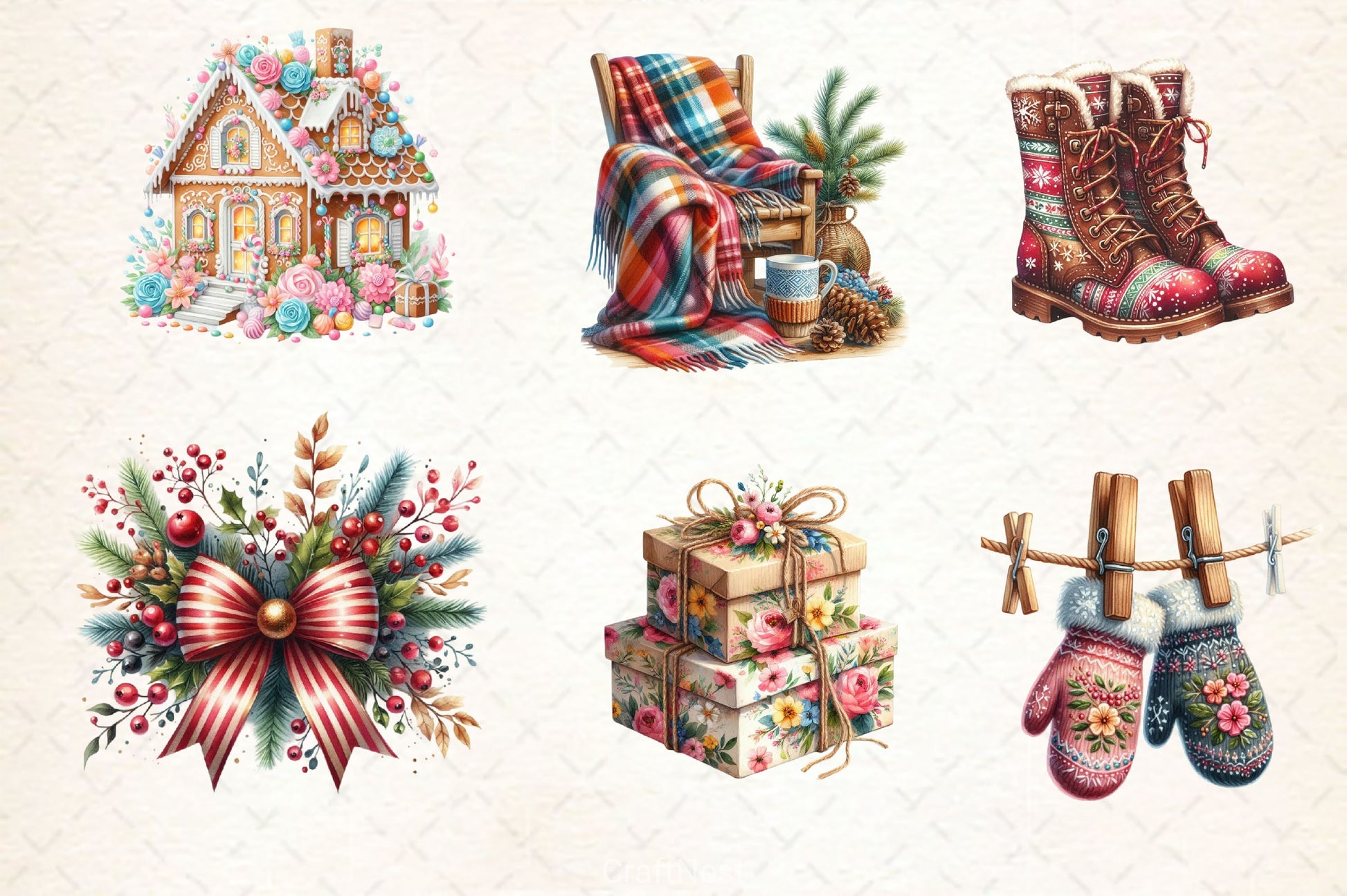 Coquette Rustic Christmas Clipart Bundle - CraftNest - Digital Crafting and Art