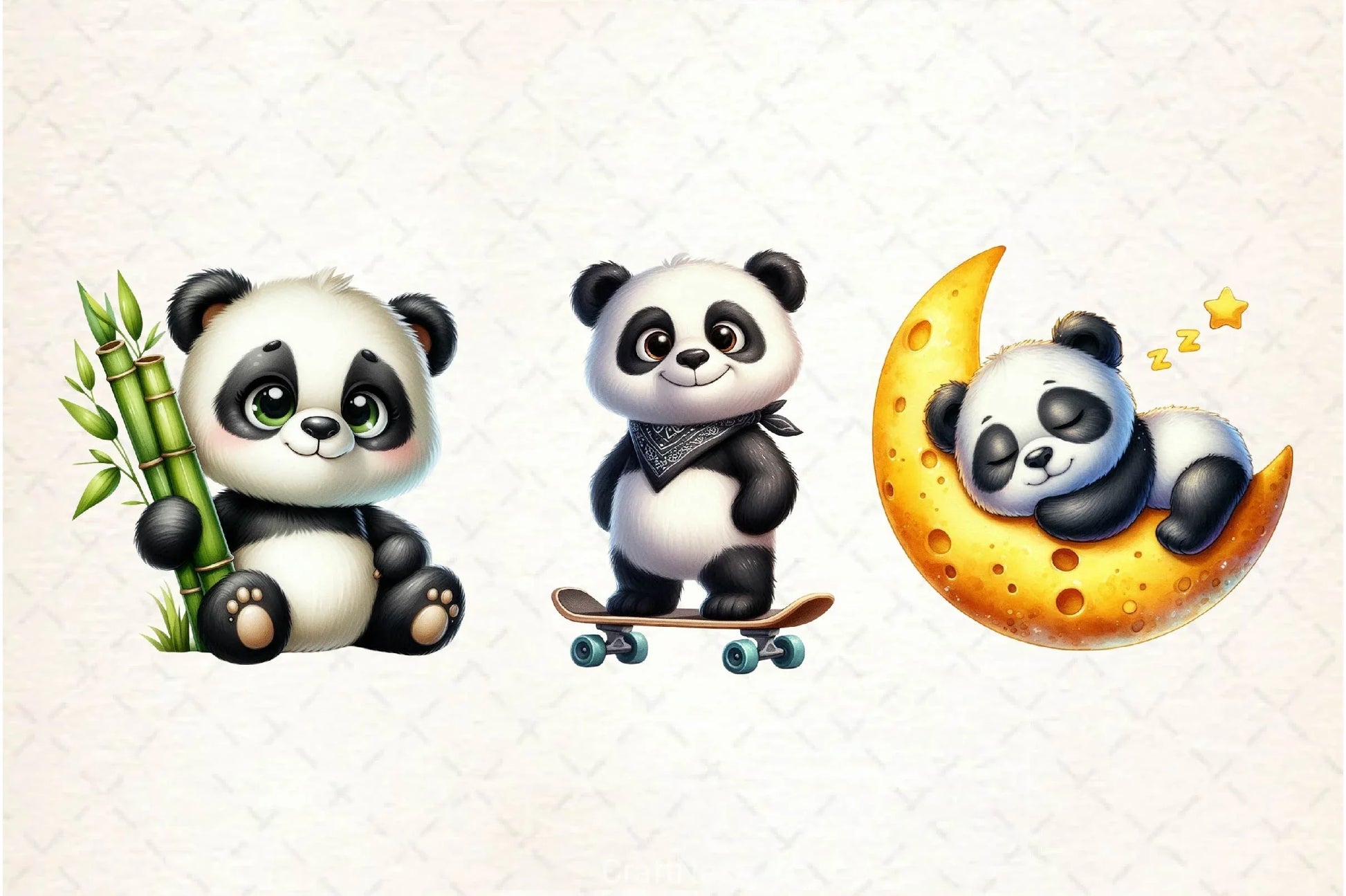 Spring Cute Panda Clipart Bundle - CraftNest - Digital Crafting and Art