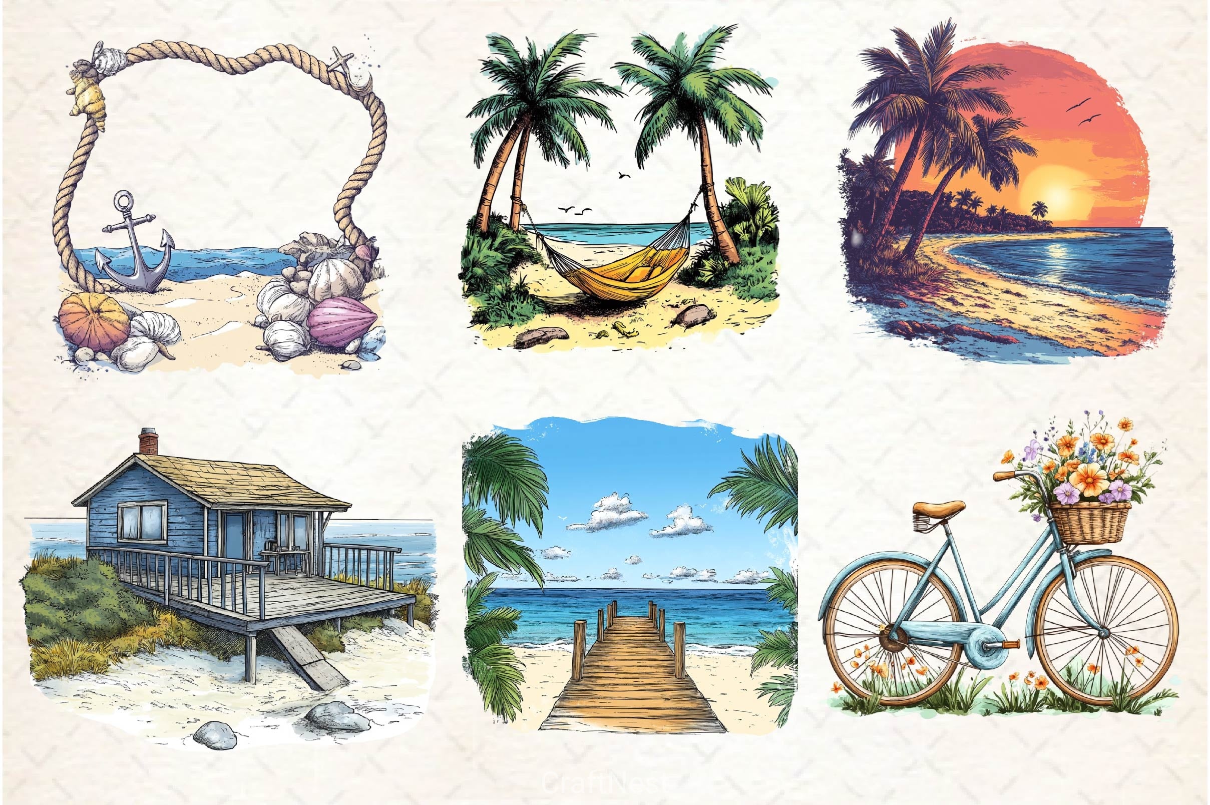 Coastal Clipart Bundle 6 - CraftNest - Digital Crafting and Art