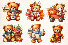 Autumn Teddy Bear Clipart Bundle 2 - CraftNest - Digital Crafting and Art