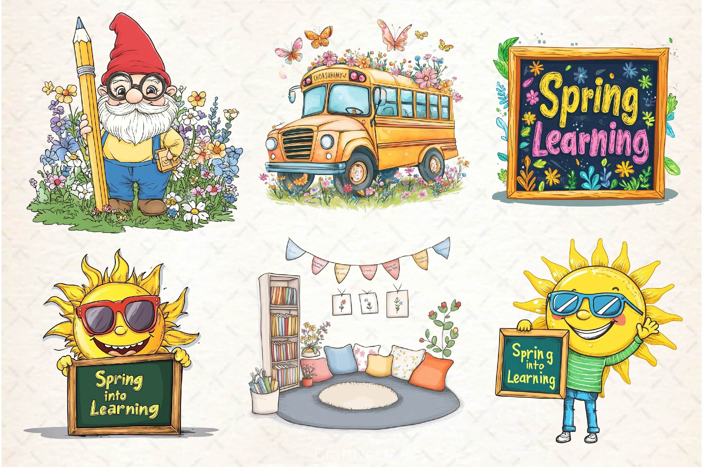 Spring Teacher School Clipart Bundle 2 - CraftNest - Digital Crafting and Art