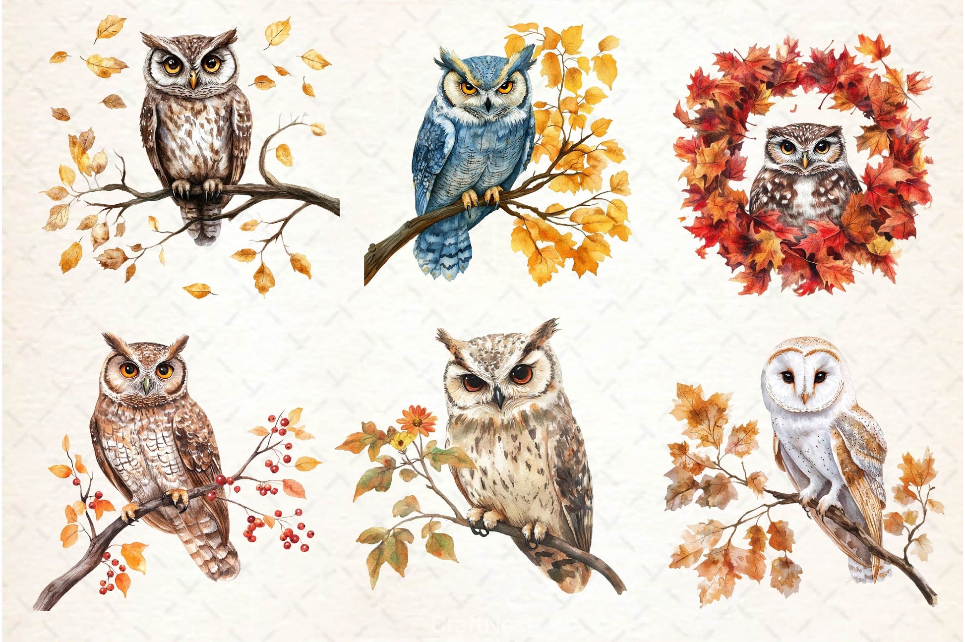 Autumn Owl Clipart Bundle 3 - CraftNest - Digital Crafting and Art