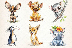 Cute Summer Safari Animals Clipart Bundle 2 - CraftNest - Digital Crafting and Art