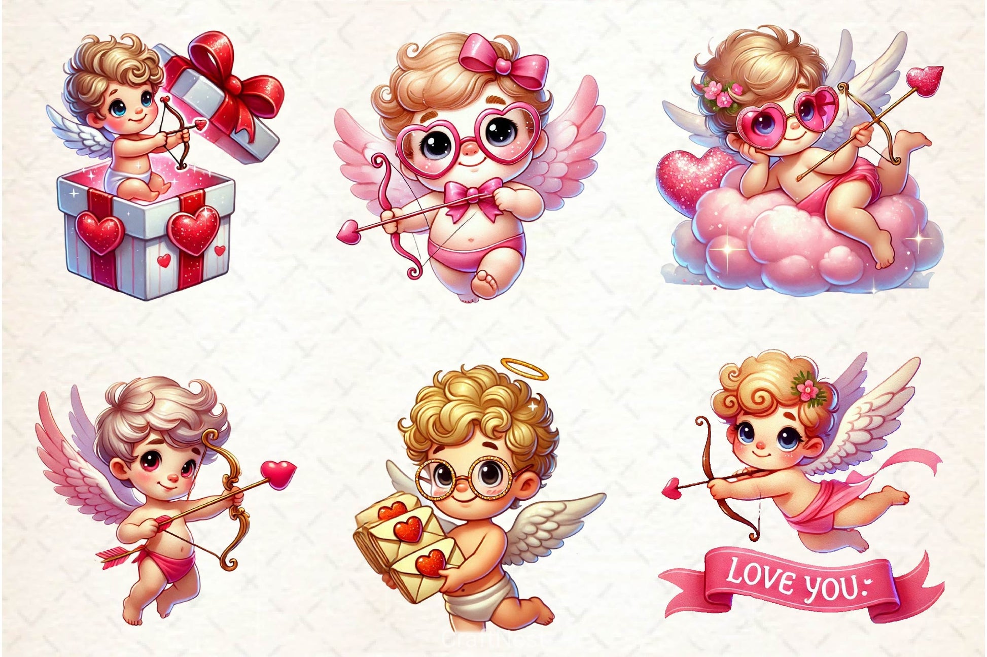 Cute Pink Cupids Clipart Bundle - CraftNest - Digital Crafting and Art