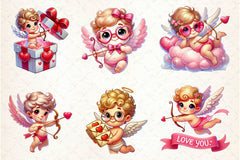 Cute Pink Cupids Clipart Bundle - CraftNest - Digital Crafting and Art