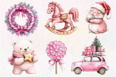 Pink Happy Christmas Clipart Bundle - CraftNest - Digital Crafting and Art