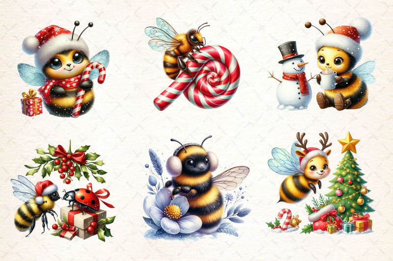 Christmas Bee Clipart Bundle - CraftNest - Digital Crafting and Art