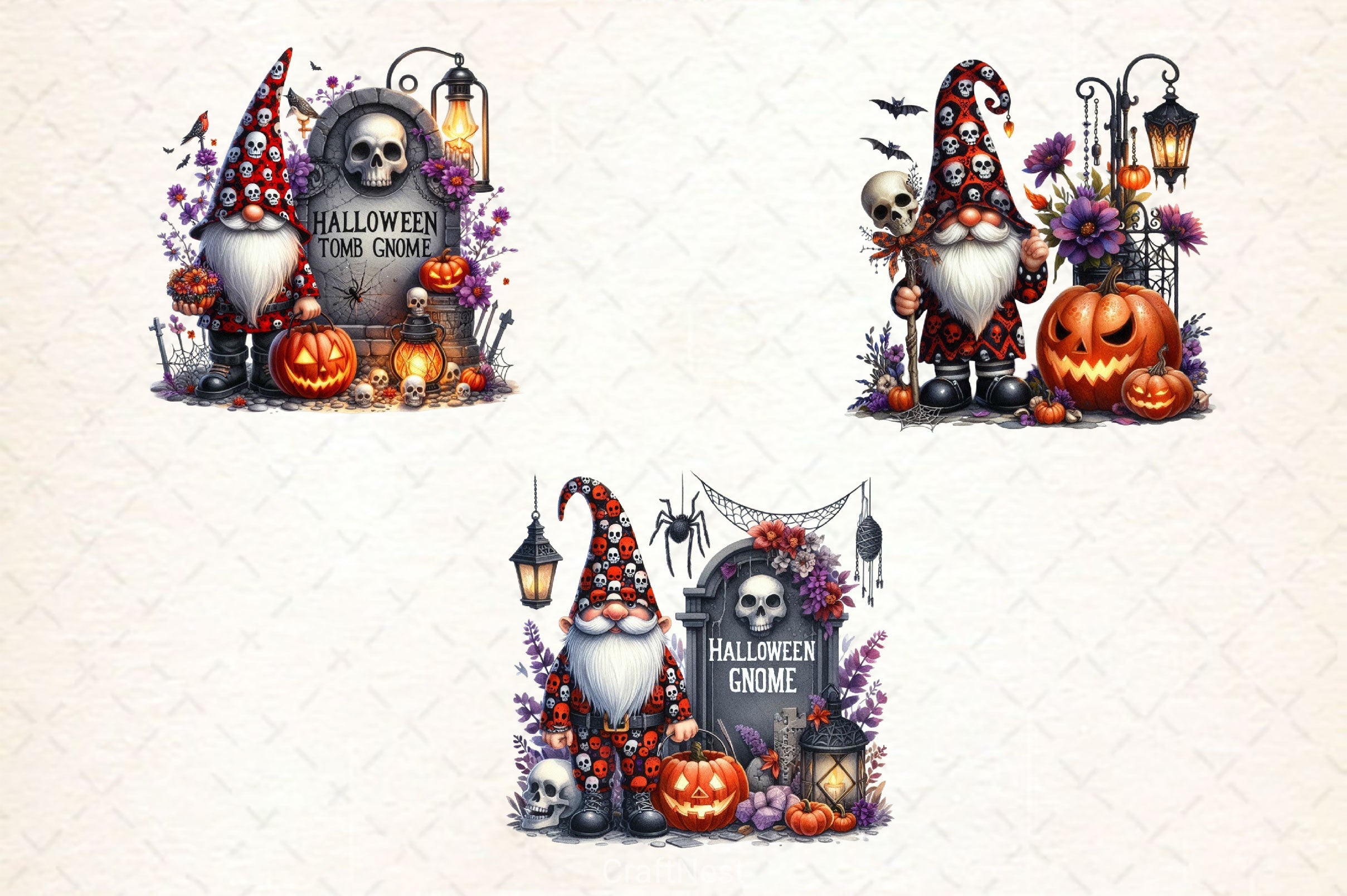 Halloween Gnome With Grave Clipart Bundle - CraftNest - Digital Crafting and Art