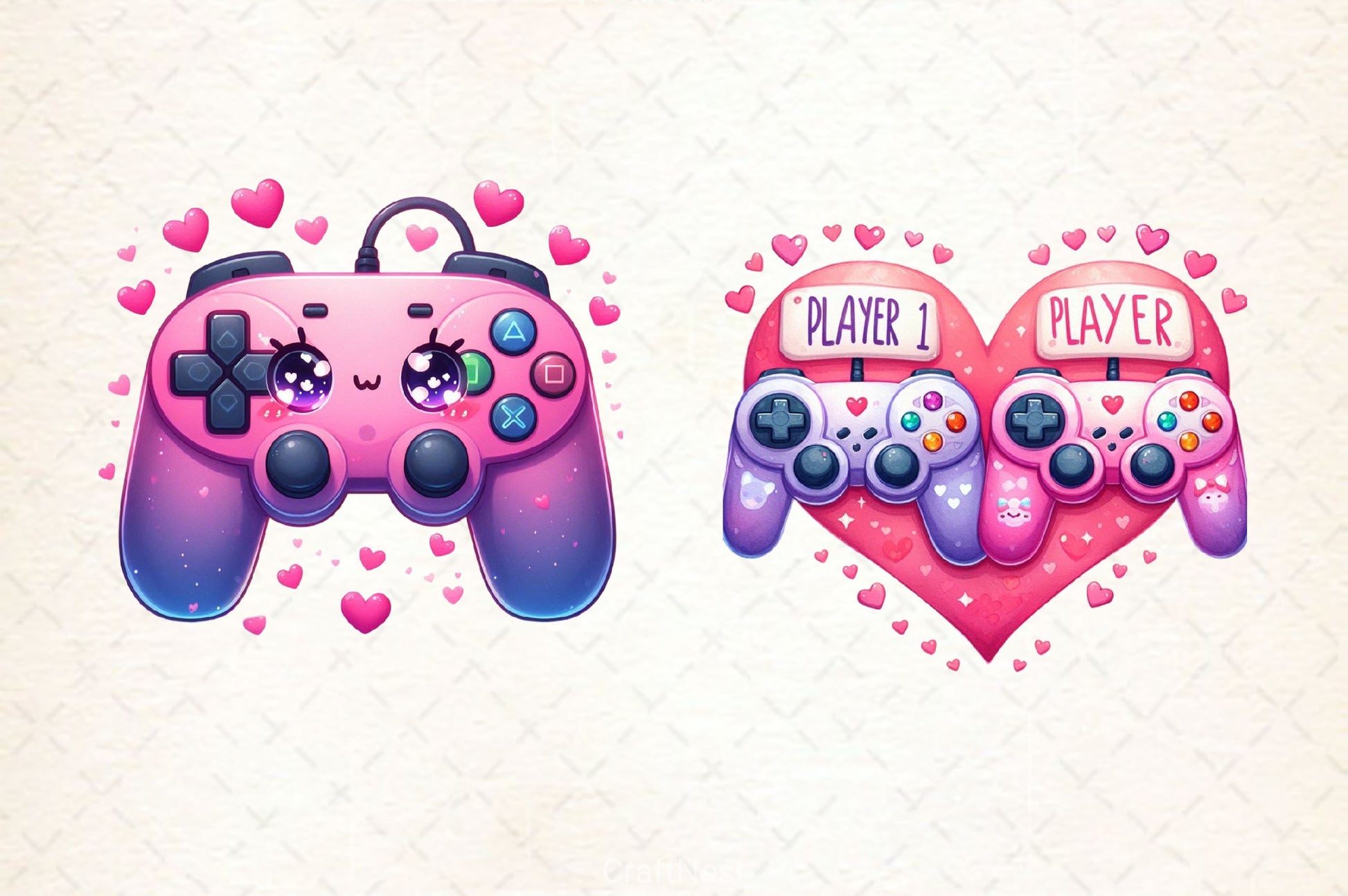 Valentine Game Controllers Clipart Bundle 2 - CraftNest - Digital Crafting and Art
