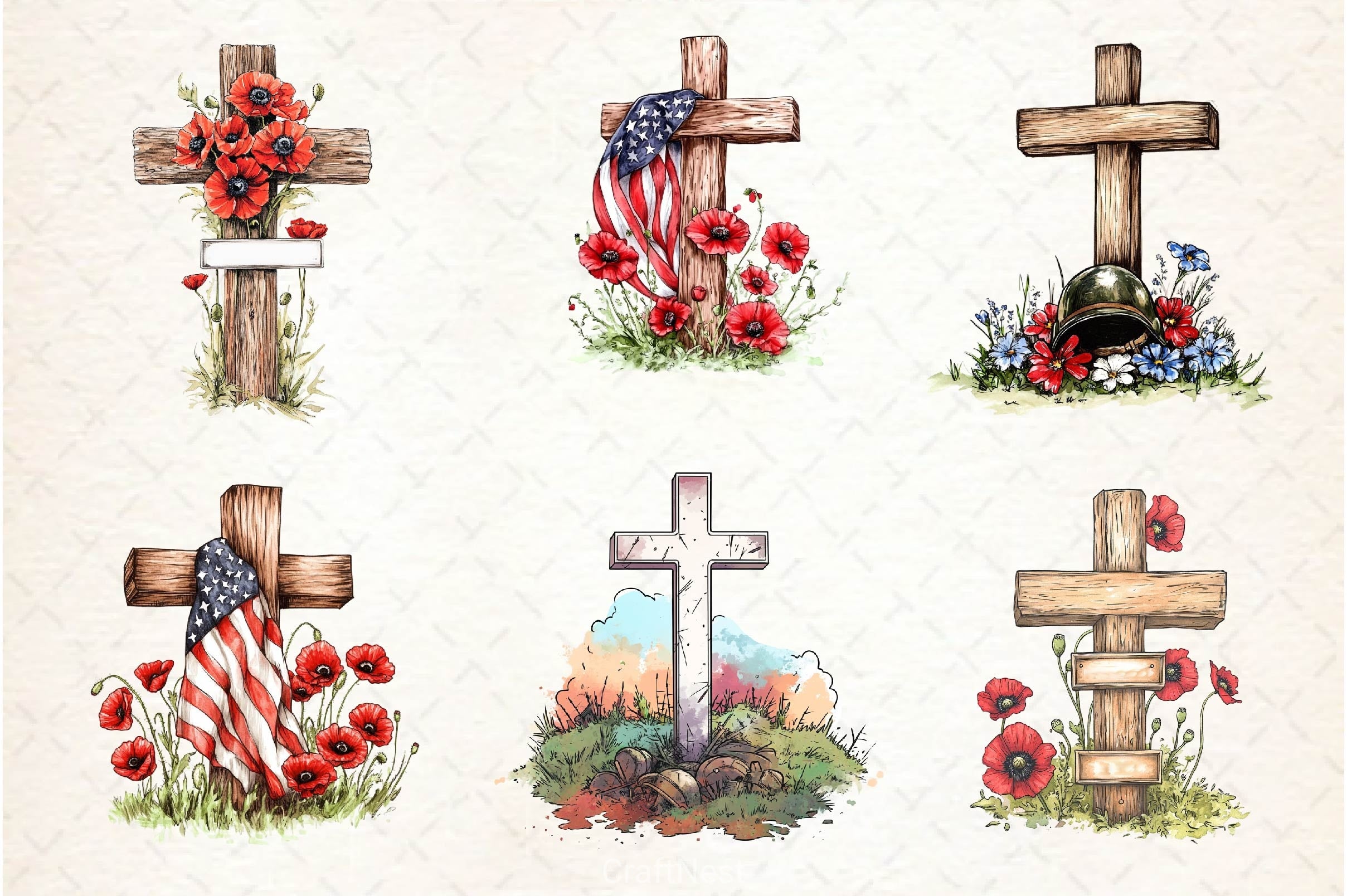Memorial Day Cross Clipart Bundle 6 - CraftNest - Digital Crafting and Art