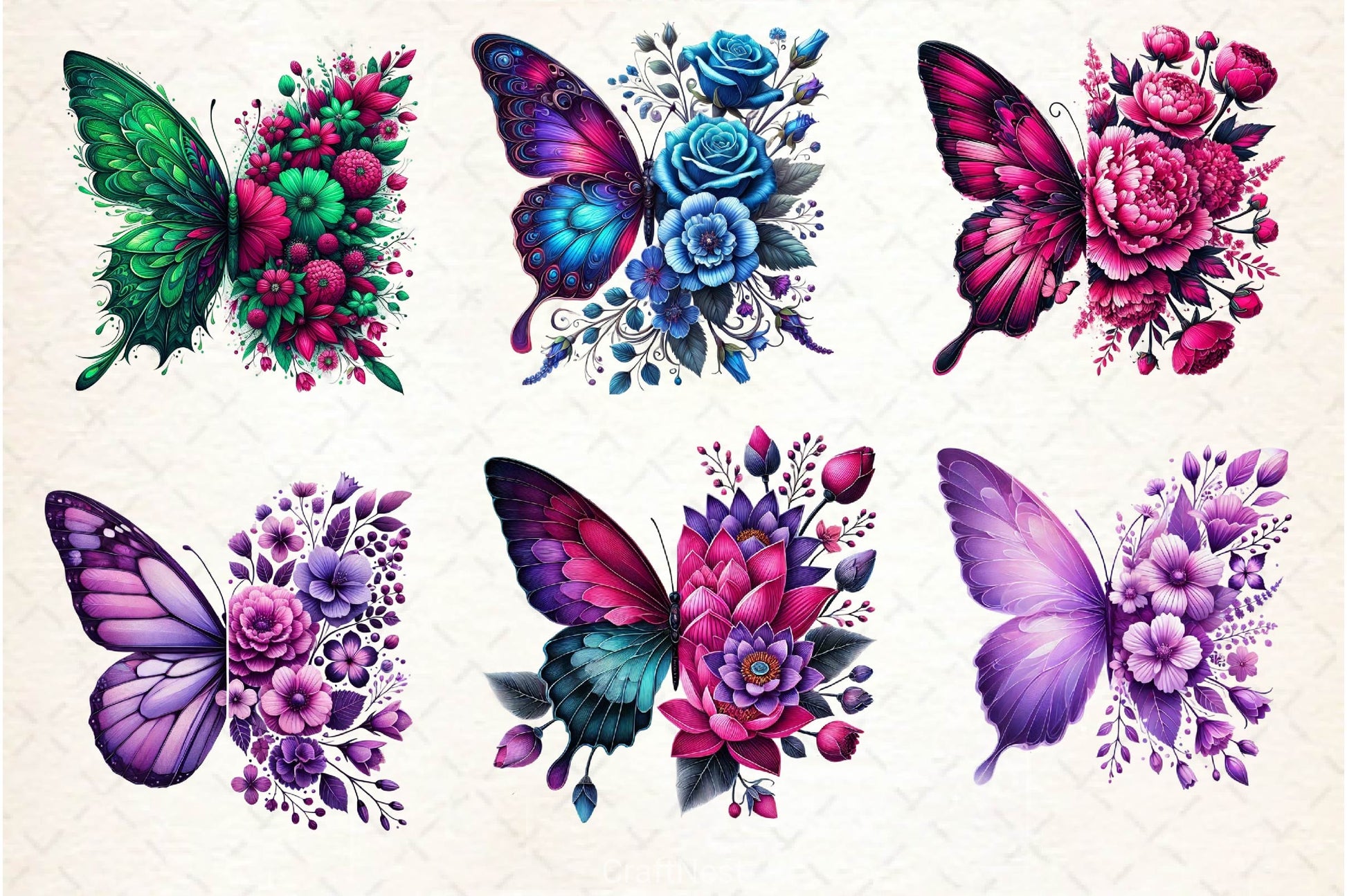 Butterfly Flowers Clipart Bundle 27 - CraftNest - Digital Crafting and Art