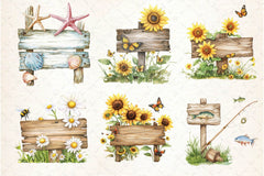 Summer Day Wooden Sign Clipart Bundle - CraftNest - Digital Crafting and Art