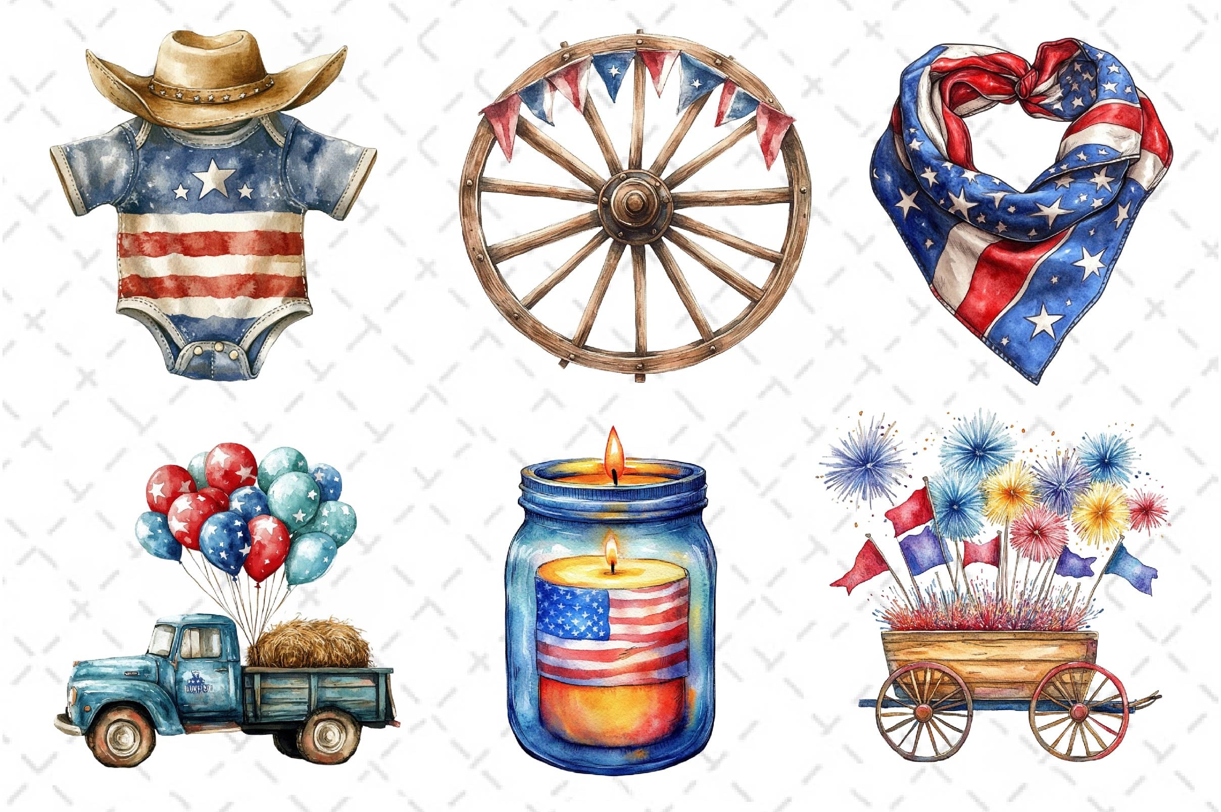America Cowboy 4th Of July Clipart Bundle - CraftNest - Digital Crafting and Art