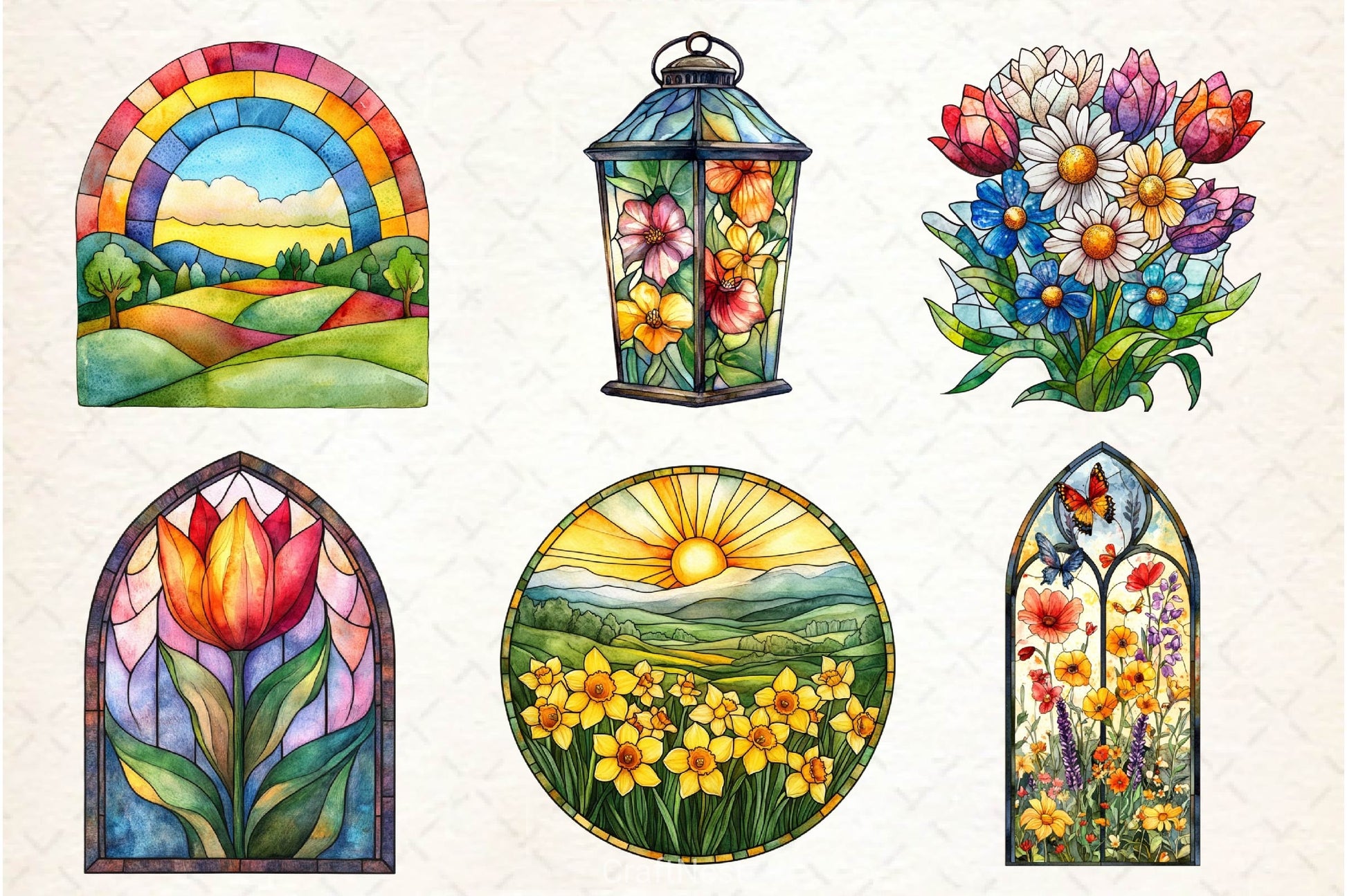 Stained Glass Spring Clipart Bundle 2 - CraftNest - Digital Crafting and Art