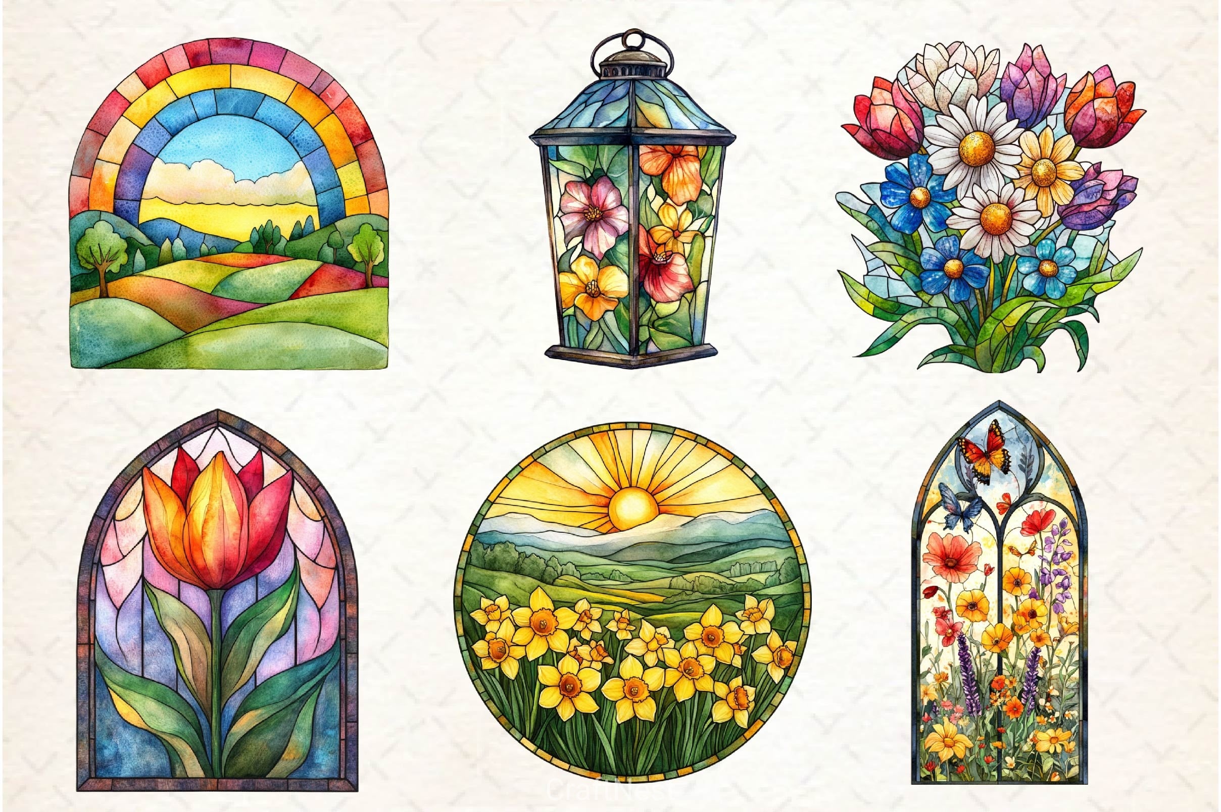 Stained Glass Spring Clipart Bundle 2 - CraftNest - Digital Crafting and Art