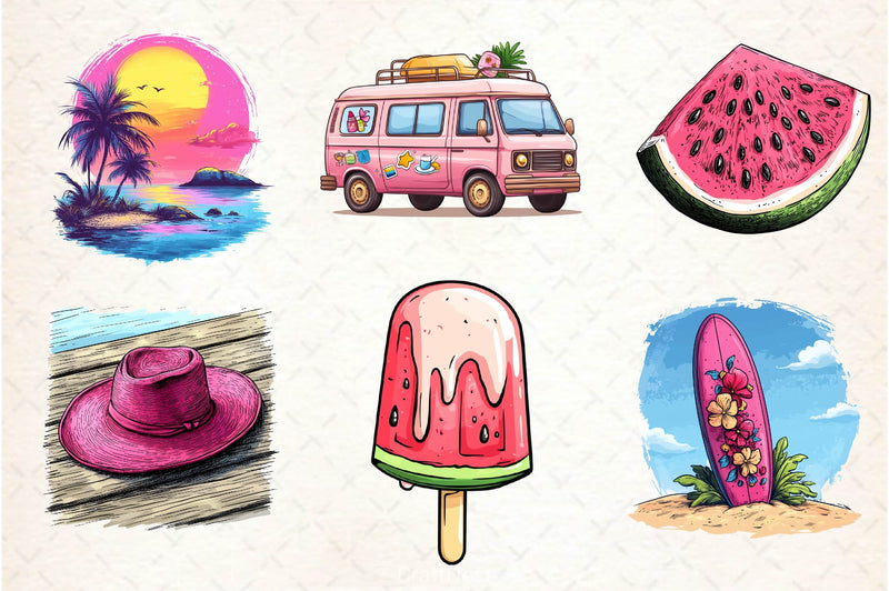 Pink Summer Clipart Bundle 3 - CraftNest - Digital Crafting and Art