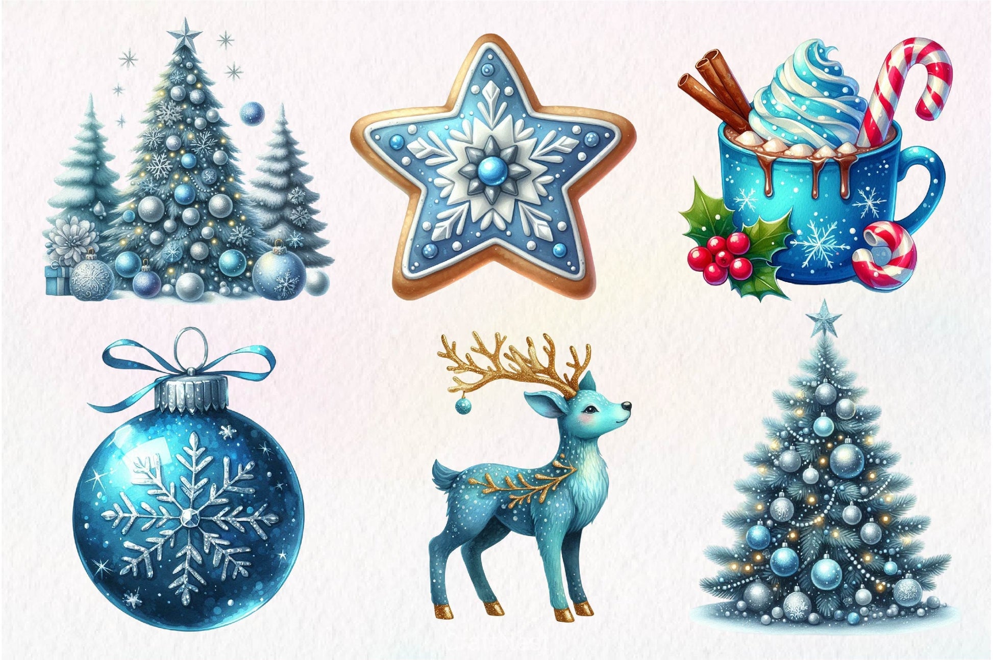 Blue Christmas Clipart Bundle 4 - CraftNest - Digital Crafting and Art