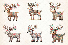 Christmas Boho Reindeer Clipart Bundle - CraftNest - Digital Crafting and Art