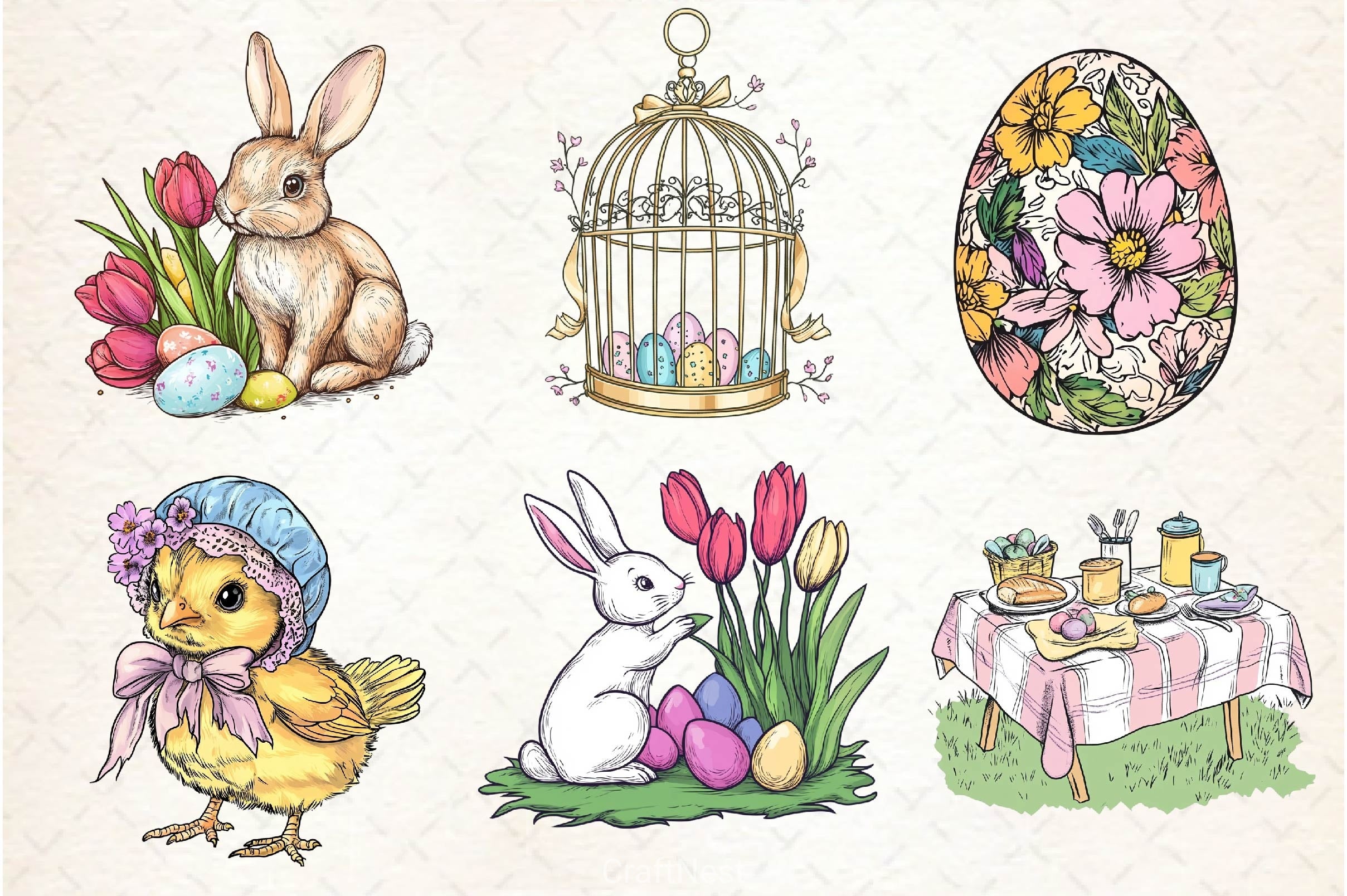 Vintage Easter Springtime Clipart Bundle - CraftNest - Digital Crafting and Art