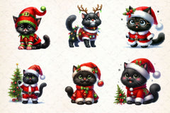 Black Cat With Christmas Costume Clipart Bundle - CraftNest - Digital Crafting and Art