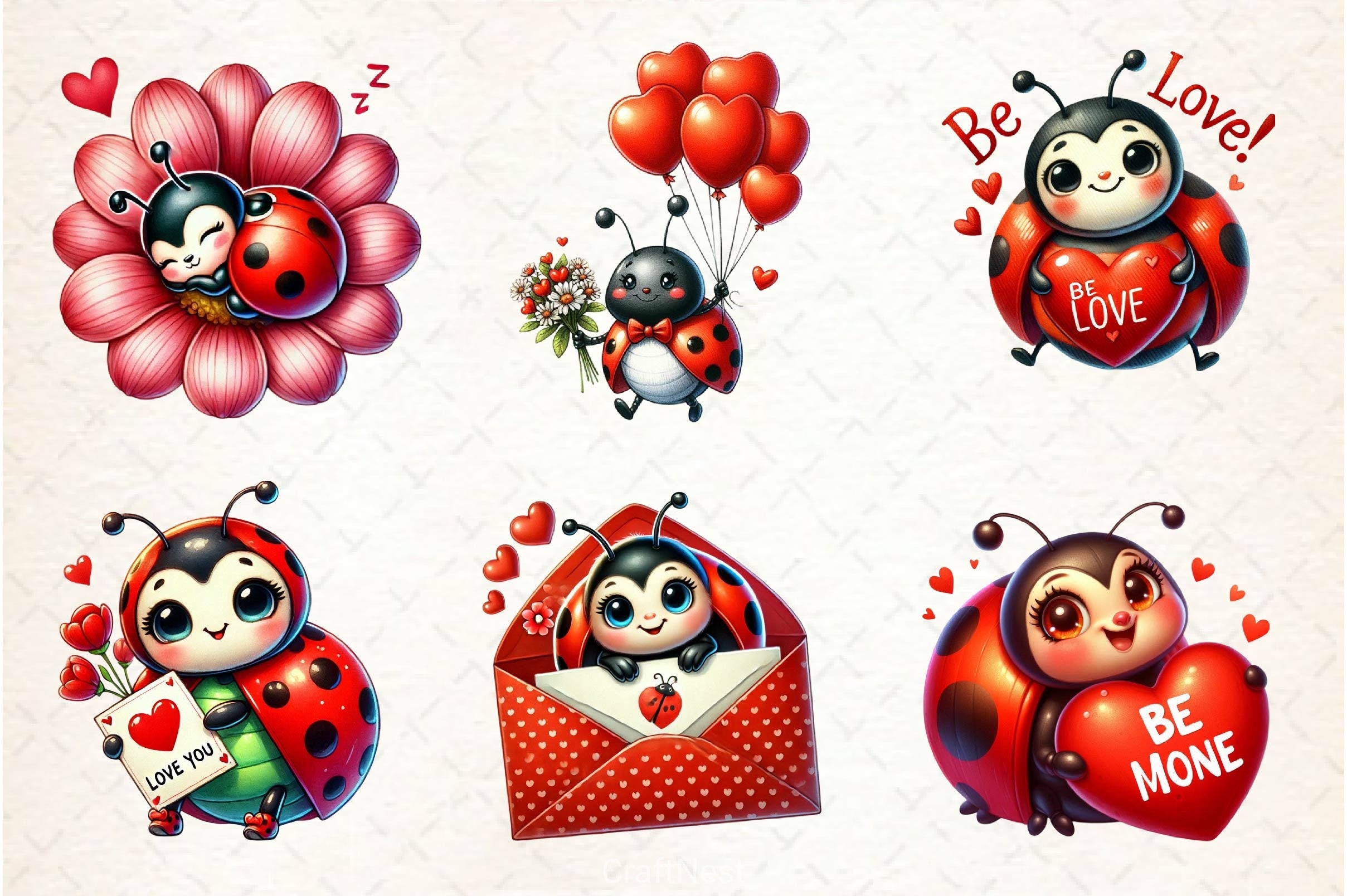 Cute Love Bug Clipart Bundle - CraftNest - Digital Crafting and Art