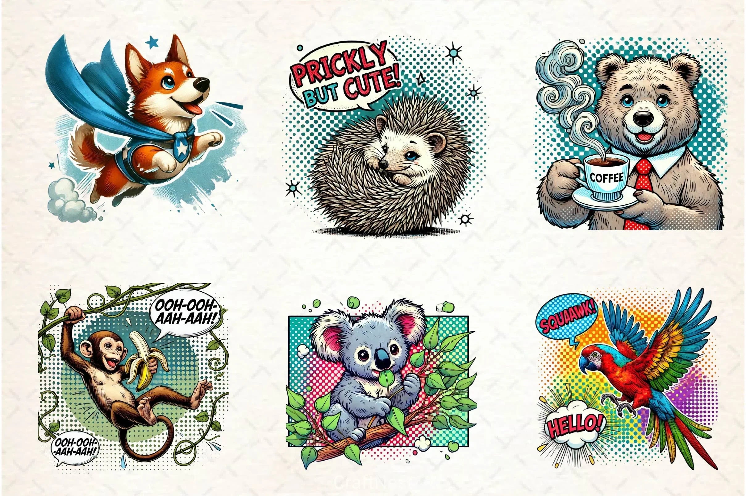 Pop Art Animals Clipart Bundle - CraftNest - Digital Crafting and Art