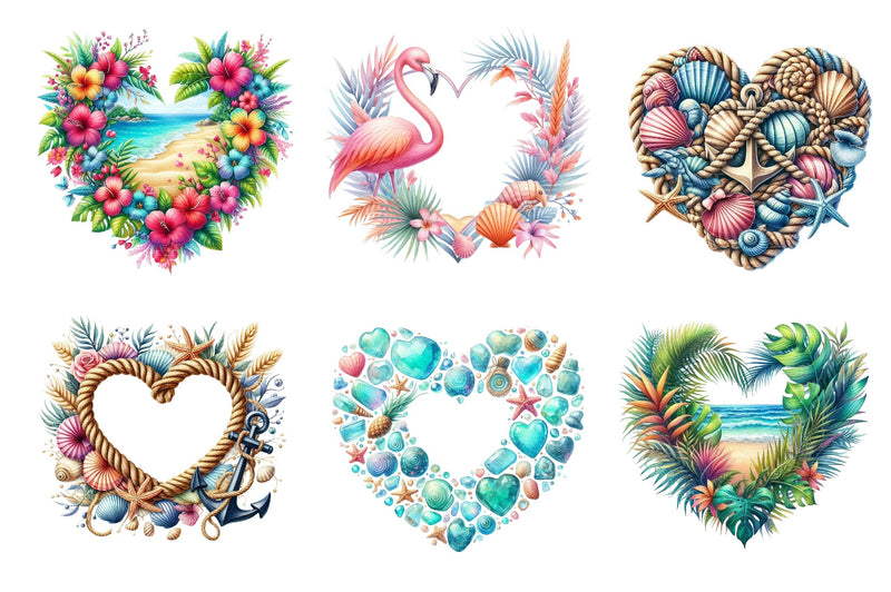 Heart Beach Frame Clipart Bundle 1 - CraftNest - Digital Crafting and Art