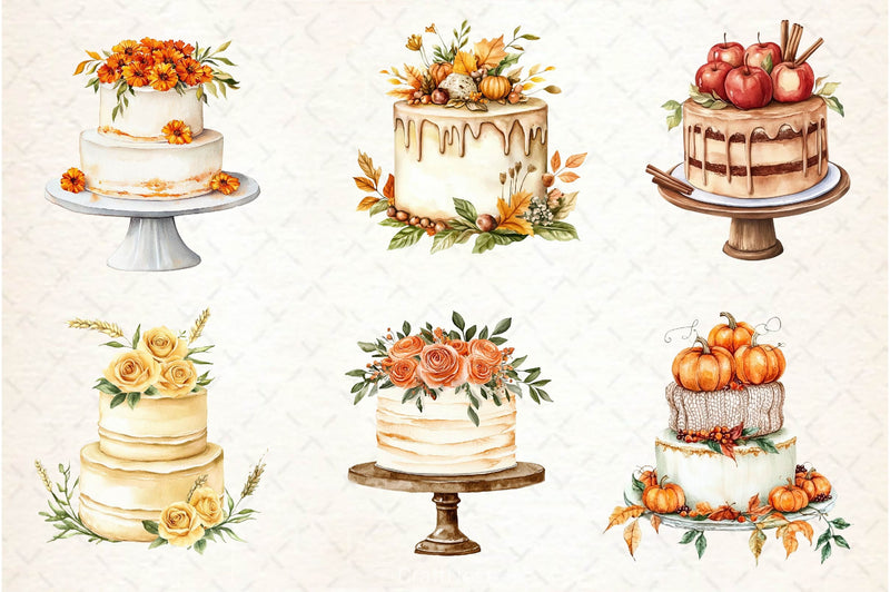 Autumn Wedding Cake Clipart Bundle - CraftNest - Digital Crafting and Art