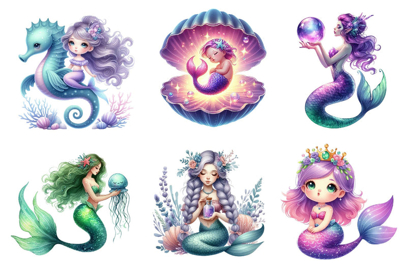 Magical Mermaid Clipart Bundle 2 - CraftNest - Digital Crafting and Art