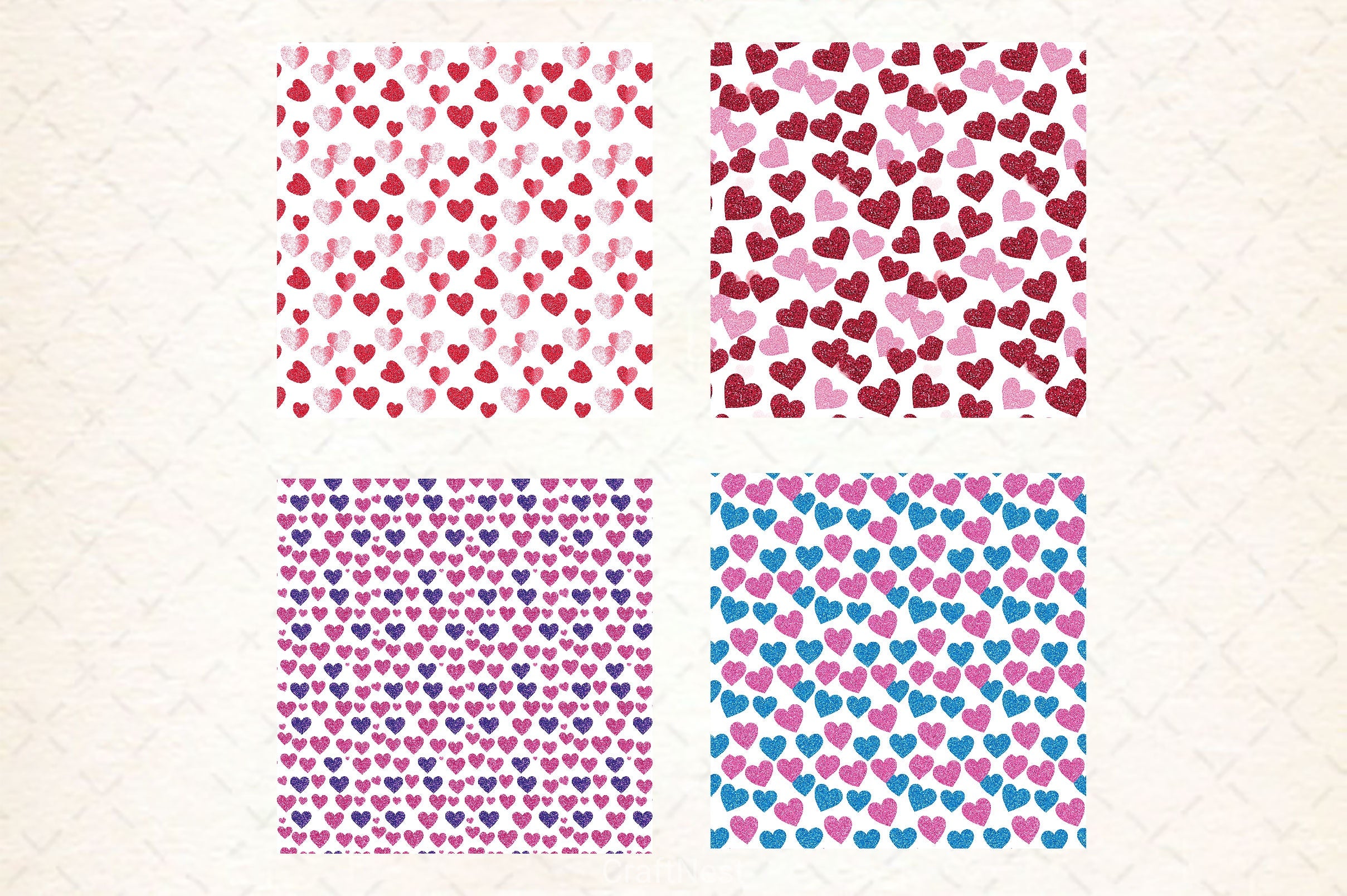 Valentines Day Heart Seamless Pattern Digital Paper - CraftNest - Digital Crafting and Art