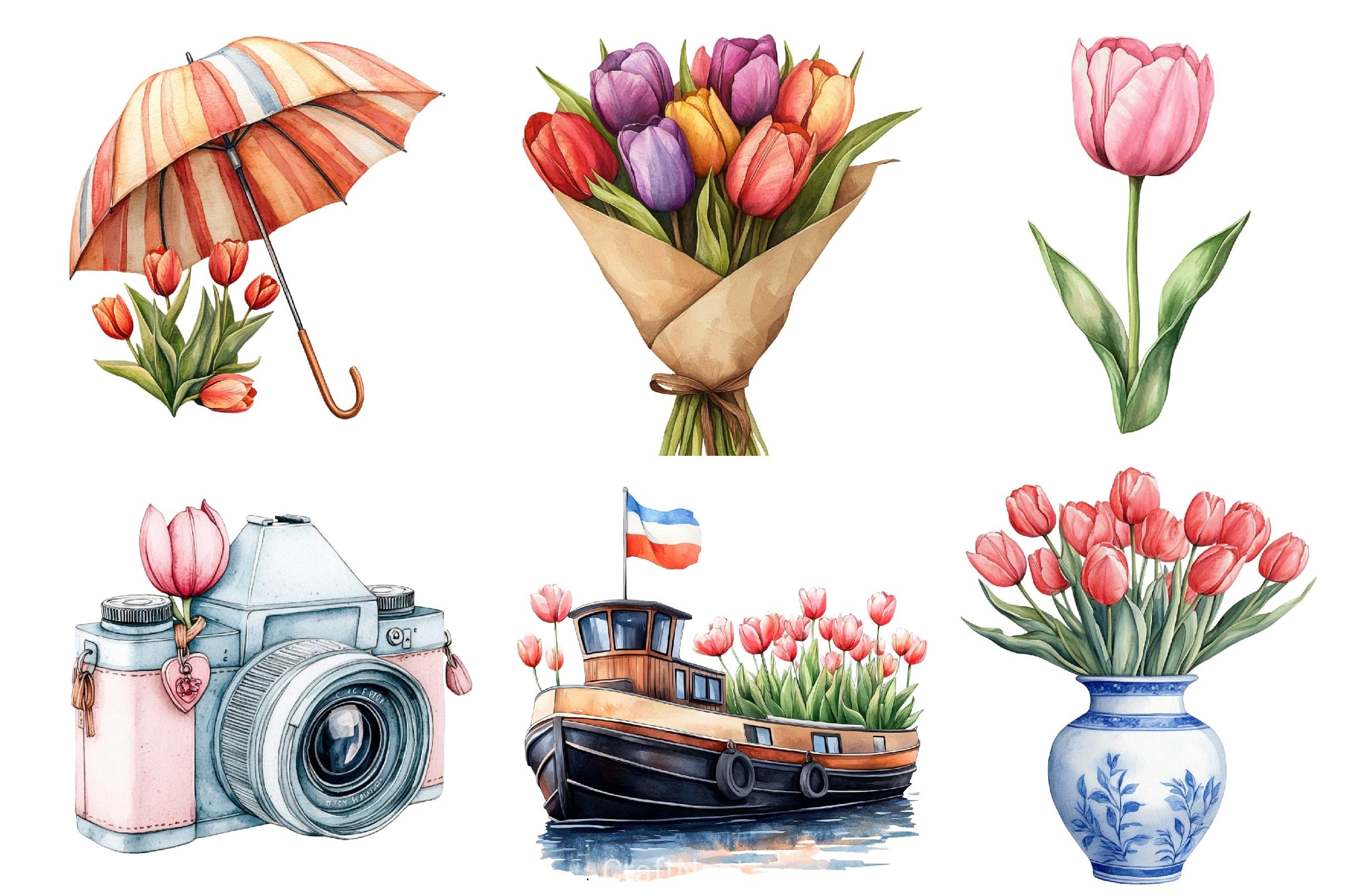Amsterdam Summer Tulips Clipart Bundle - CraftNest - Digital Crafting and Art