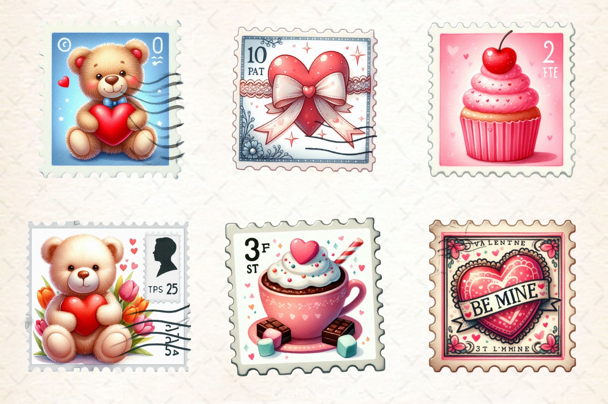 Valentine Stamps Clipart Bundle 2 - CraftNest - Digital Crafting and Art
