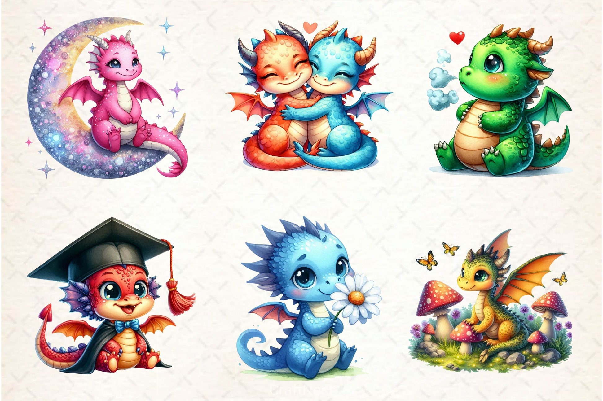 Baby Dragon Clipart Bundle 3 - CraftNest - Digital Crafting and Art