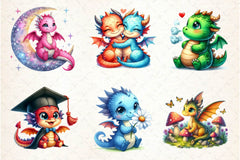 Baby Dragon Clipart Bundle 3 - CraftNest - Digital Crafting and Art