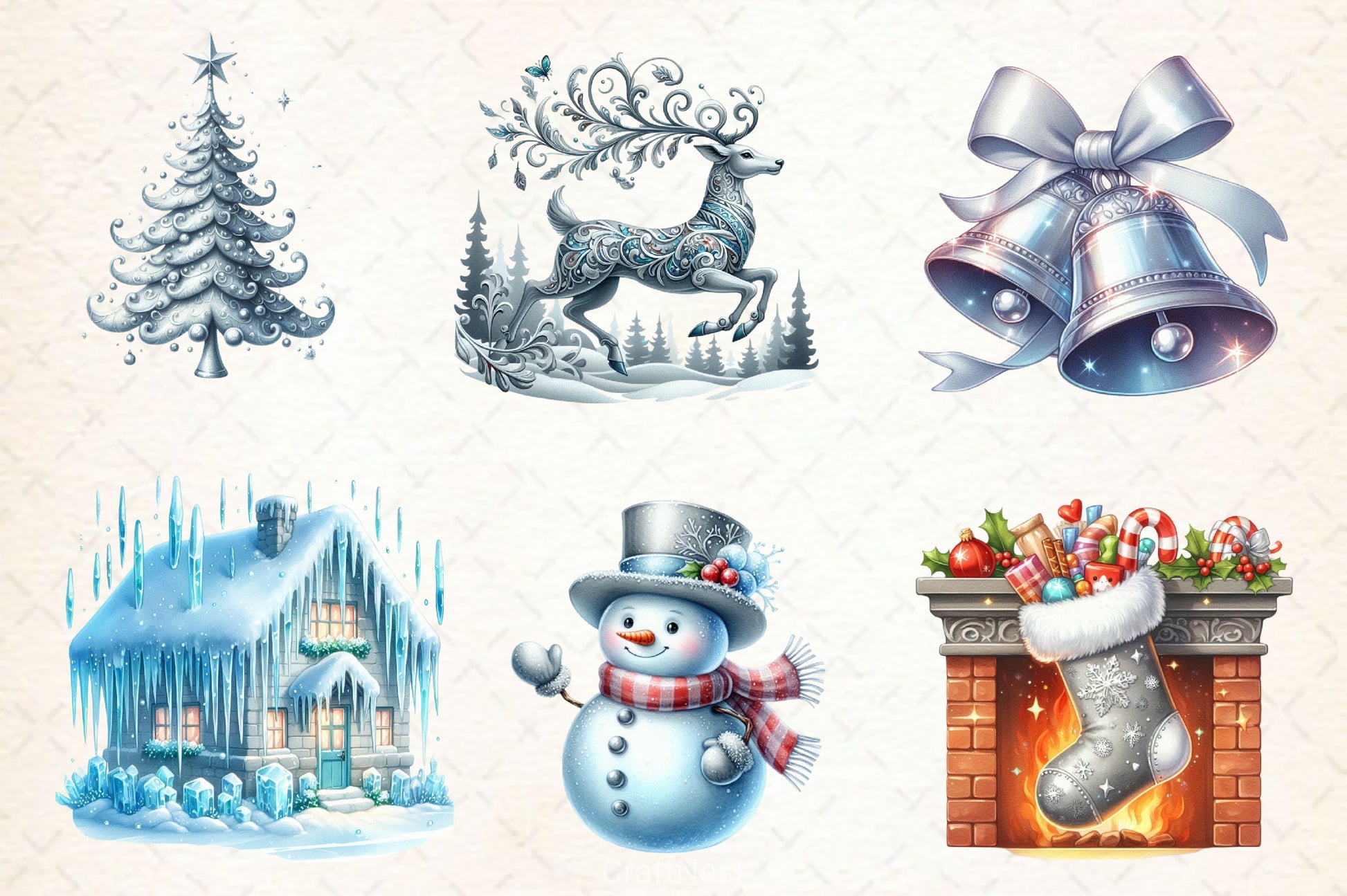 Silver Christmas Clipart Bundle 2 - CraftNest - Digital Crafting and Art