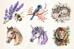 Vibrant Flowers Animals Clipart Bundle - CraftNest - Digital Crafting and Art